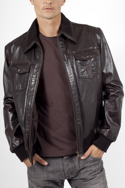 Blouson Cuir Lyon Marron Giorgio