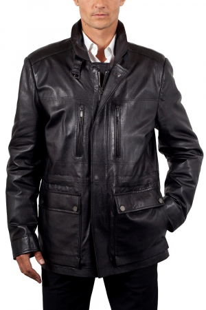 Veste en Cuir Jacques Noir