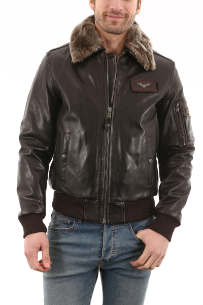 Blouson en promo, -25%, REDSKINS Texaco Marron - Milpau, la référence cuir