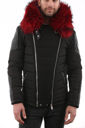 doudoune homme fourrure hors piste herren Jacke horspist CARLTON ROUGE BLANC COL ROUGE