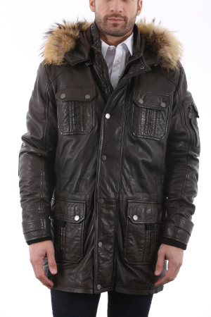 parka en cuir pour homme