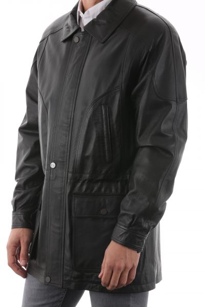 Veste en Cuir Jean-Michel Noir