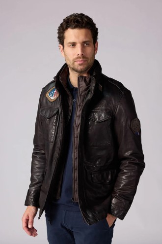 Veste REDSKINS Battle Marron  - Milpau, la référence cuir