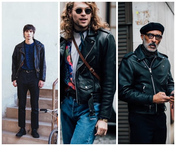 perfecto cuir homme street style fashion week