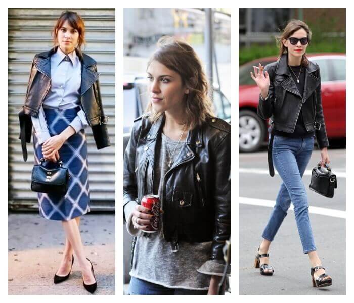 Alexa Chung en perfecto cuir