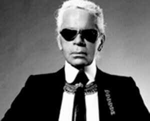 Karl Lagerfeld en look full black and white