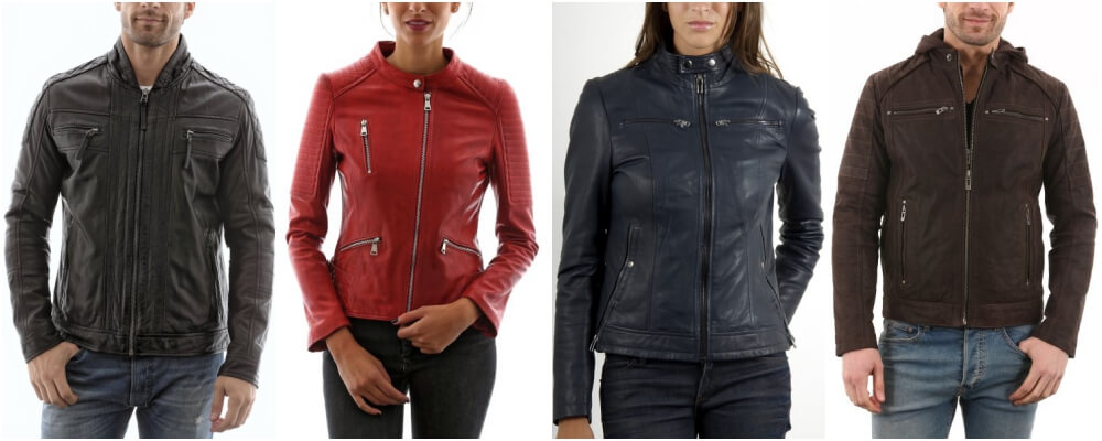 blouson motard cuir milpau soldes