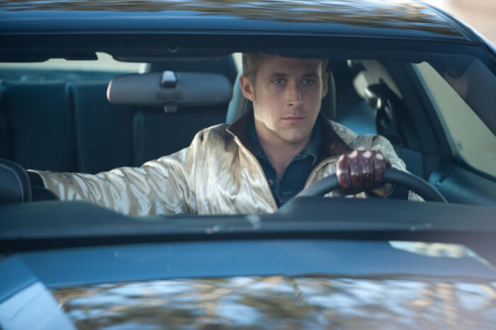 Ryan Gosling en blouson cuir dans Drive