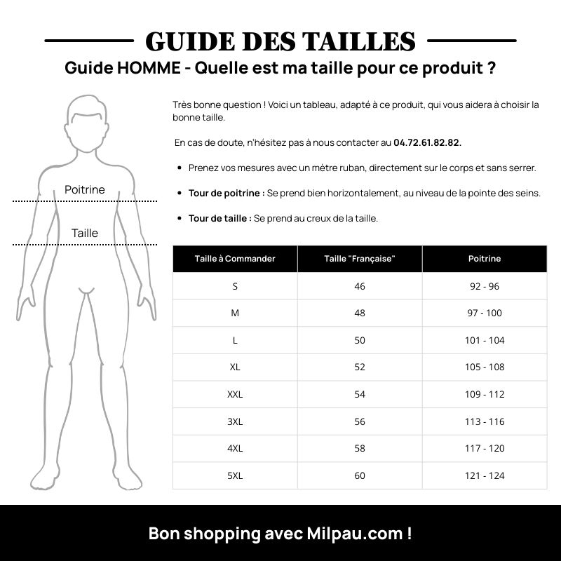 Guide des tailles Homme